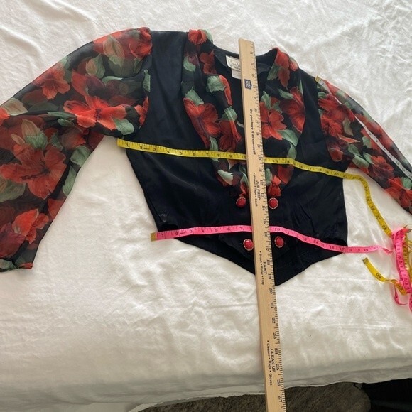 Vintage Sen Shi Chiffon Split Flare Skirt Pants & Jacket Asymmetrical Rare SZ M - Picture 12 of 13